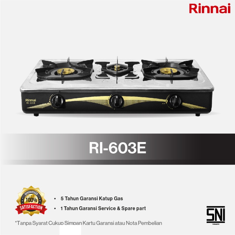 Rinnai Kompor Gas 3 Tungku RI-603E | Kompor Gas Rinnai 3 Tungku