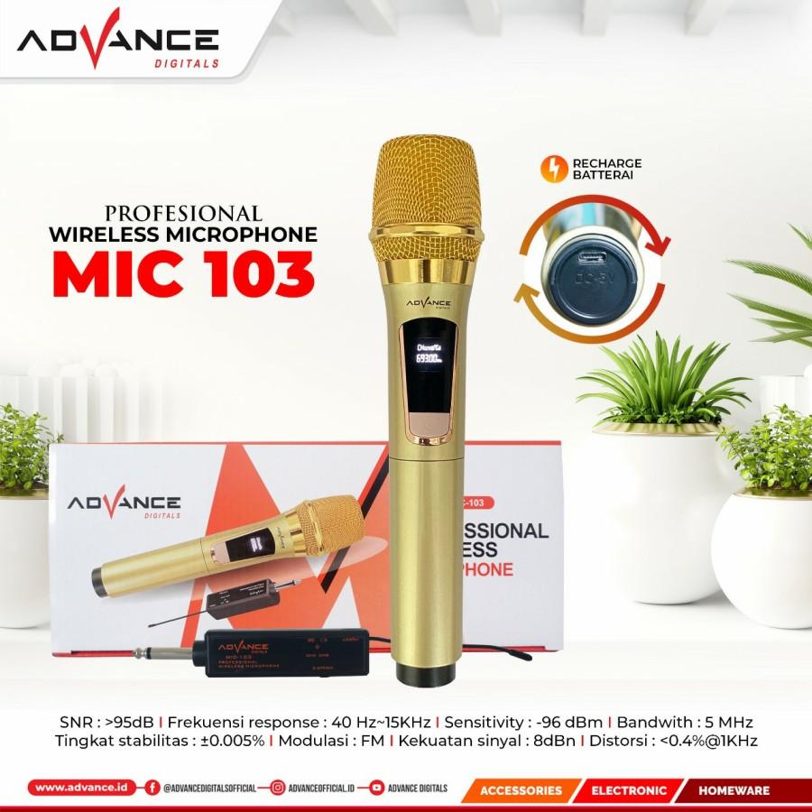 Advance Mic103 Microphone Profesional Mic Wireless Gold